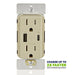 Leviton 60W USB Dual Type AC Wall Outlet Charger With 15A Tamper Resistant Outlet Ivory (T5634-I)