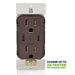 Leviton 60W USB Dual Type C/C Wall Outlet Charger With 15A Tamper-Resistant Outlet Brown (T5636-B)