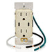 Leviton 60W USB Dual Type C/C Wall Outlet Charger With 15A Tamper-Resistant Outlet Light Almond (T5636-T)