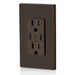 Leviton USB Dual Type C/C Non-PD Wall Outlet Charger With 15A Tamper-Resistant Outlet Brown (T5637-B)