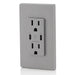 Leviton 30W USB Dual Type C/C Non-PD Wall Outlet Charger With 15A Tamper-Resistant Outlet Gray (T5637-G)