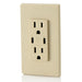 Leviton 30W USB Dual Type C/C Non-PD Wall Outlet Charger With 15A Tamper-Resistant Outlet Ivory (T5637-I)