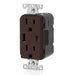 Leviton 15A 125V Decora Tamper-Resistant Outlet NEMA 5-15R 18W Type A/C USB Chargers Grounding Side Wired/Back Wired Brown (T5638-B)