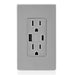 Leviton 15A 125V Decora Tamper-Resistant Outlet NEMA 5-15R 18W Type A/C USB Chargers Grounding Side Wired/Back Wired Gray (T5638-GY)