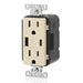 Leviton 15A 125V Decora Tamper-Resistant Outlet NEMA 5-15R 18W Type A/C USB Chargers Grounding Side Wired/Back Wired Light Almond (T5638-T)