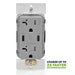 Leviton 60W 6A USB Dual Type C/C Power Delivery Wall Outlet Charger With 20A Tamper Resistant Outlet Gray (T5836-G)