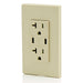 Leviton 60W 6A USB Dual Type C/C Power Delivery Wall Outlet Charger With 20A Tamper Resistant Outlet Ivory (T5836-I)