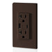 Leviton 20A 125V Decora Tamper-Resistant Outlet NEMA 5-20R 18W Type A/C USB Chargers Grounding Side Wired/Back Wired Brown (T5838-B)