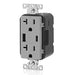 Leviton 20A 125V Decora Tamper-Resistant Outlet NEMA 5-20R 18W Type A/C USB Chargers Grounding Side Wired/Back Wired Gray (T5838-GY)