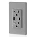 Leviton 20A 125V Decora Tamper-Resistant Outlet NEMA 5-20R 18W Type A/C USB Chargers Grounding Side Wired/Back Wired Gray (T5838-GY)