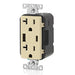 Leviton 20A 125V Decora Tamper-Resistant Outlet NEMA 5-20R 18W Type A/C USB Chargers Grounding Side Wired/Back Wired Ivory (T5838-I)