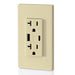 Leviton 20A 125V Decora Tamper-Resistant Outlet NEMA 5-20R 18W Type A/C USB Chargers Grounding Side Wired/Back Wired Ivory (T5838-I)