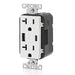 Leviton 20A 125V Decora Tamper-Resistant Outlet NEMA 5-20R 18W Type A/C USB Chargers Grounding Side Wired/Back Wired White (T5838-W)