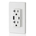 Leviton 20A 125V Decora Tamper-Resistant Outlet NEMA 5-20R 18W Type A/C USB Chargers Grounding Side Wired/Back Wired White (T5838-W)