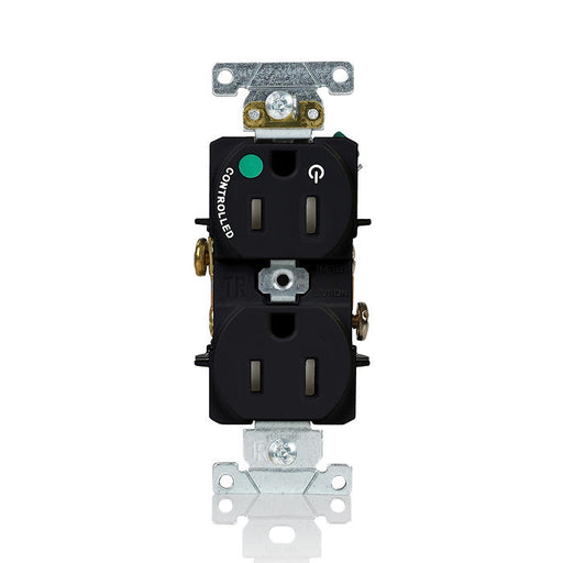Leviton 15A 125V Duplex Receptacle/Outlet Hospital Grade Tamper-Resistant Single Marked Controlled NEMA 5-15R 2-Pole 3-Wire Self-Grounding Black (T8200-1PE)