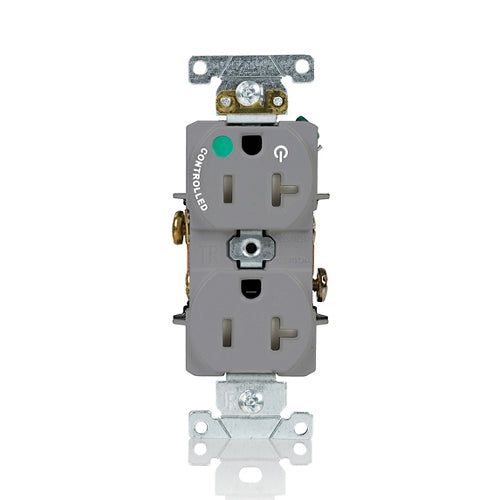 Leviton 20A 125V Duplex Receptacle/Outlet Hospital Grade Tamper-Resistant Single Marked Controlled NEMA 5-20R 2-Pole 3-Wire Self Grounding Gray (T8300-1PG)