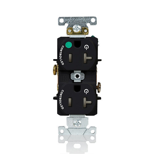 Leviton 20A 125V Duplex Receptacle/Outlet Hospital Grade Tamper-Resistant Dual Marked Controlled NEMA 5-20R 2-Pole 3-Wire Self Grounding Black (T8300-2PE)