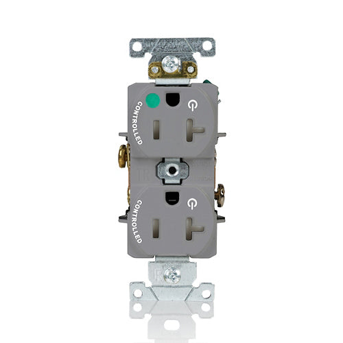 Leviton 20A 125V Duplex Receptacle/Outlet Hospital Grade Tamper-Resistant Dual Marked Controlled NEMA 5-20R 2-Pole 3-Wire Self Grounding Gray (T8300-2PG)