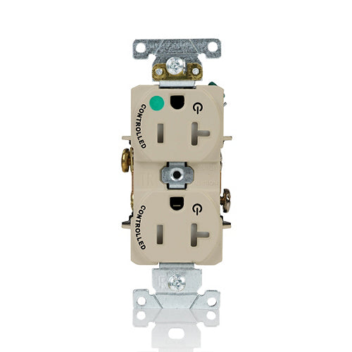Leviton 20A 125V Duplex Receptacle/Outlet Hospital Grade Tamper-Resistant Dual Marked Controlled NEMA 5-20R 2-Pole 3-Wire Self Grounding Ivory (T8300-2PI)