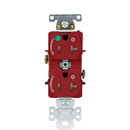 Leviton 20A 125V Duplex Receptacle/Outlet Hospital Grade Tamper-Resistant Dual Marked Controlled NEMA 5-20R 2-Pole 3-Wire Self Grounding Red (T8300-2PR)