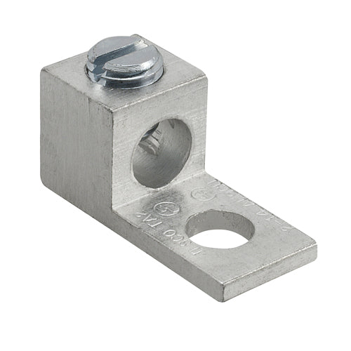 ILSCO Aluminum Mechanical Lug Dual Rated Conductor Range 2-14 1 Port 1 Hole 1/4 Inch Bolt Size Tin Plated UL CSA (TA-2)