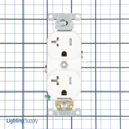 Leviton Duplex Receptacle Outlet Commercial Spec Grade Tamper-Resistant Smooth Face 20 Amp 125V Back And Side Wire White (TBR20-W)