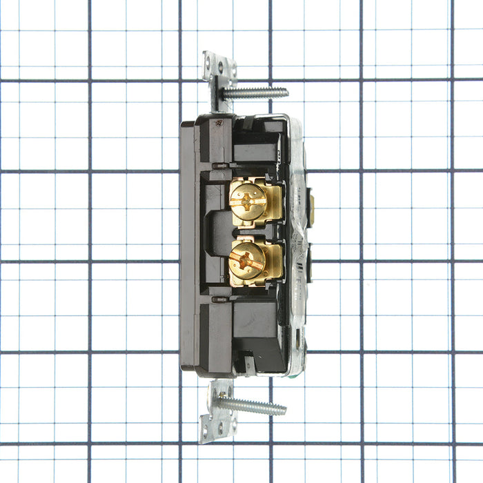 Leviton Decora Plus Duplex Receptacle Outlet Heavy-Duty Industrial Spec Grade Split-Circuit One Outlet Marked Controlled 15 Amp 125V Back Or Side Wire Brown (TDR15-S1)