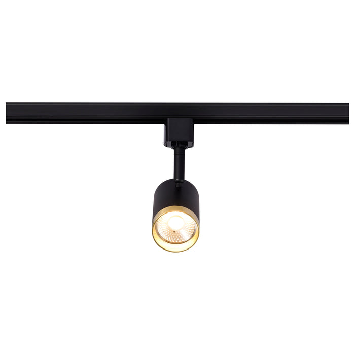 SATCO/NUVO 12W LED Track Head Small Cylinder 3000K 24 Degree Beam Angle Matte Black/Brushed Brass (TH637)