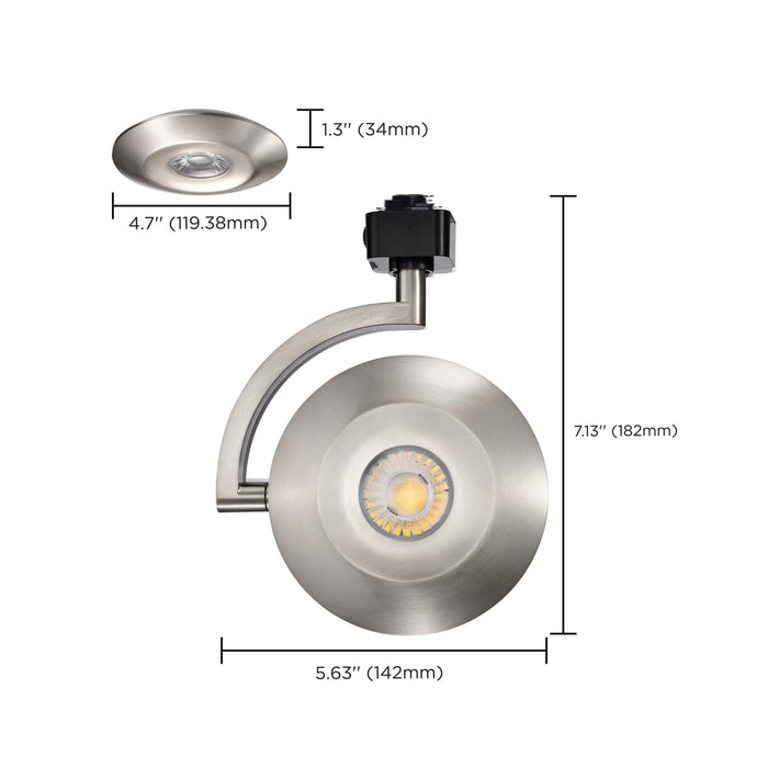 SATCO/NUVO ORB LED H-Style Track Head 12W CCT Selectable 3000K/4000K/5000K 24 Degree Beam Angle 120V Brushed Nickel Finish (TH672)