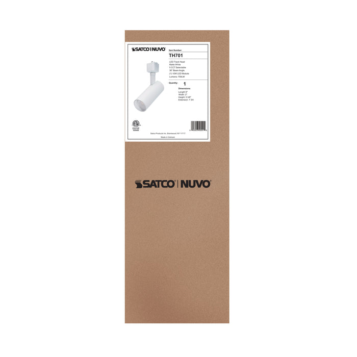 SATCO/NUVO 10W LED Track Head 36 Degree Beam Spread CCT Selectable 2700K/3000K/3500K/4000K/5000K Matte White Finish (TH701)