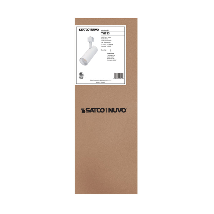 SATCO/NUVO 20W LED Track Head 48 Degree Beam Spread CCT Selectable 2700K/3000K/3500K/4000K/5000K Matte White Finish (TH713)