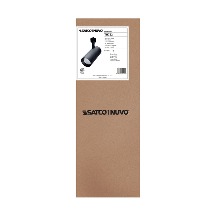SATCO/NUVO 30W LED Track Head 36 Degree Beam Spread CCT Selectable 2700K/3000K/3500K/4000K/5000K Matte Black Finish (TH722)