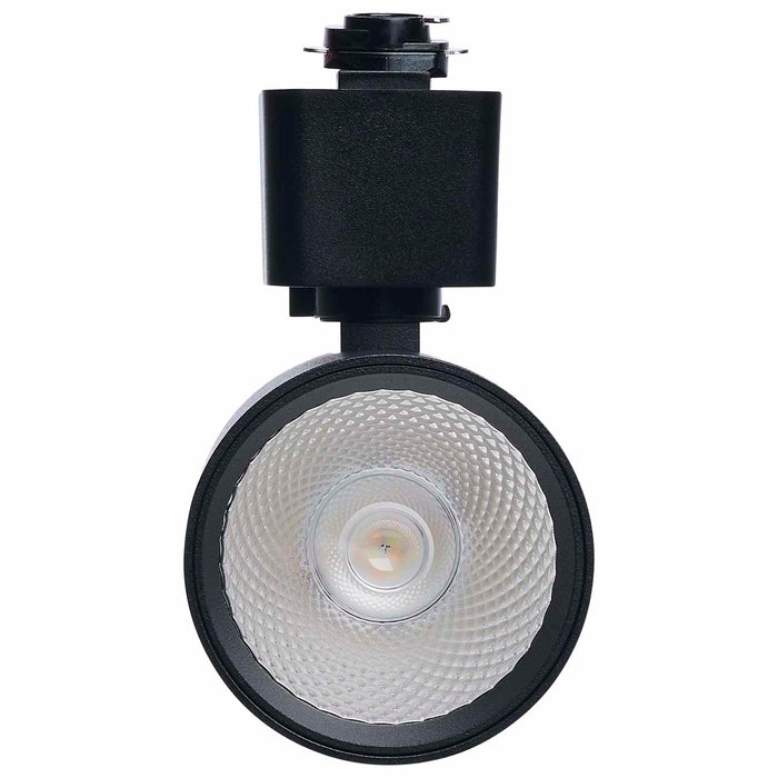 SATCO/NUVO 8W Round LED Track Head CCT Selectable 2700K/3000K/3500K/4000K/5000K Dim To Warm H Style 36 Degree Beam Angle 120V Black (TH762)