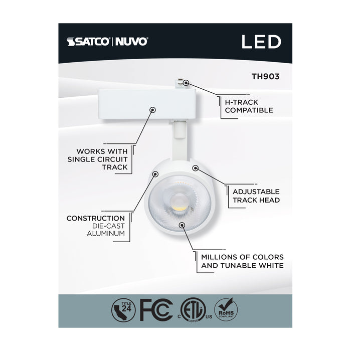 SATCO/NUVO Smart LED Track Head Round 12W 1100Lm 120V Starfish Enabled RGBTW Matte White Finish (TH903)