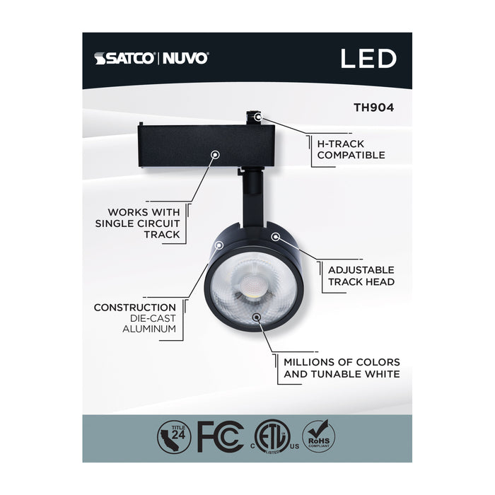 SATCO/NUVO Smart LED Track Head Round 12W 1100Lm 120V Starfish Enabled RGBTW Matte Black Finish (TH904)