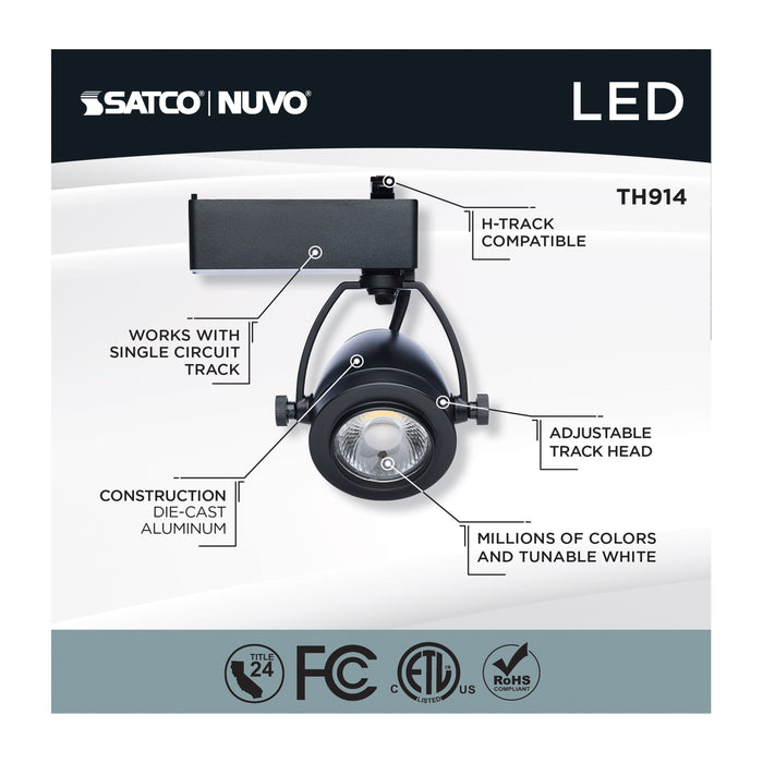SATCO/NUVO Smart LED Track Head Pinch Back 12W 1100Lm 120V Starfish Enabled RGBTW Matte Black Finish (TH914)