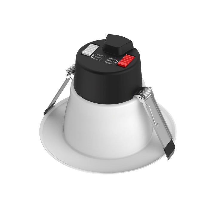 Lotus LED Lights 4 Inch Round Commercial Alzak Wattage/CCT Selectable 5.5W/8W/12W 3000K/3500K/4000K 120-347V 0-10V Air-Tight 90 CRI (TP120-347-RT4-C-DIM-G1-ES-AZ)