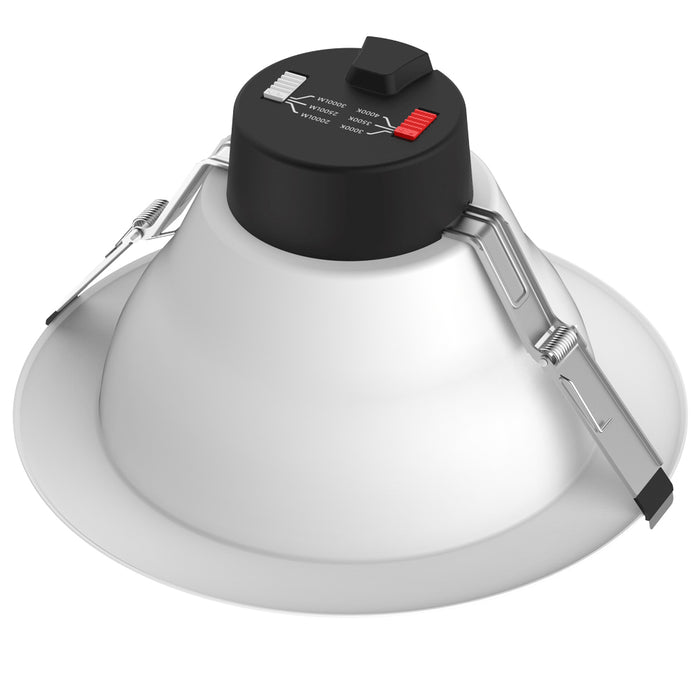 Lotus LED Lights 10 Inch Round Commercial Recessed Alzak Wattage/CCT Selectable 20W/25W/32W 3000K/3500K/4000K 120-347V 0-10V Air-Tight 90 CRI (TP120-347-RT9.5-C-DIM-G1-ES-AZ)