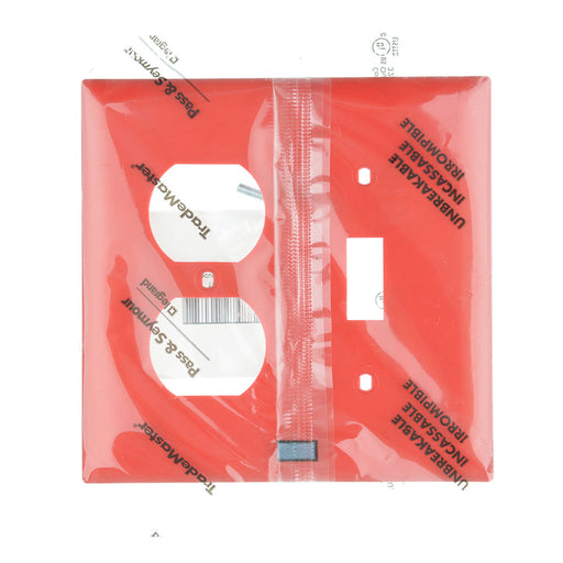 Pass And Seymour Trademaster Wall Plate 2-Gang 1 Toggle 1 Duplex (TP18RED)