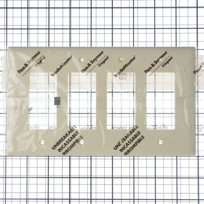 Pass And Seymour Trademaster Wall Plate Jumbo 4-Gang 4 Decorator Light Almond (TPJ264LA)