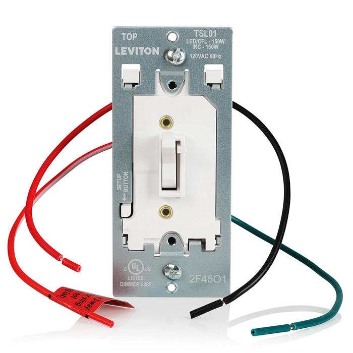 Leviton Toggle Slide Dimmer Switch For Dimmable LED/CFL And Incandescent Lighting Single-Pole Or 3-Way Installation (TSL01-10W)