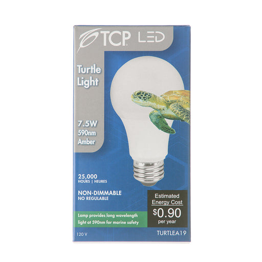 TCP 7.5W LED A19 Turtle Light Medium E26 Base 590nm Amber 120V (TURTLEA19)