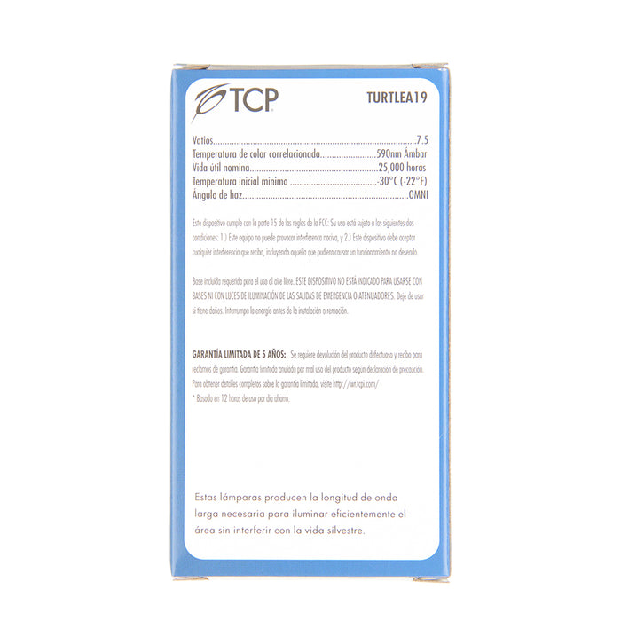 TCP 7.5W LED A19 Turtle Light Medium E26 Base 590nm Amber 120V (TURTLEA19)