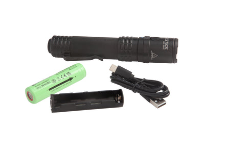 Nightstick Metal USB Dual-Light Rechargeable Tactical Flashlight Built-In Lithium-Ion Battery Black (USB-588XL)