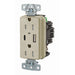 Bryant USB Charger Receptacle 15A 125V Duplex Power Delivery 55W Type AC Ports NEMA 5-15R Ivory (USBB15ACPDI)