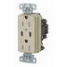Bryant USB Charger Receptacle 15A 125V Duplex Power Delivery 55W Type C Ports NEMA 5-15R Ivory (USBB15CPDI)