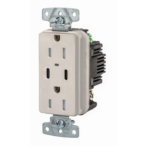 Bryant USB Charger Receptacle 15A 125V Duplex Power Delivery 55W Type C Ports NEMA 5-15R Light Almond (USBB15CPDLA)