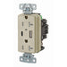 Bryant USB Charger Receptacle 20A 125V Duplex Power Delivery 55W Type AC Ports NEMA 5-20R Ivory (USBB20ACPDI)