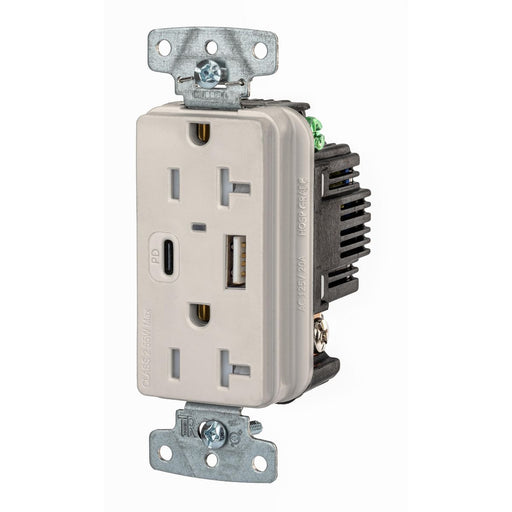 Bryant USB Charger Receptacle 20A 125V Duplex Power Delivery 55W Type AC Ports NEMA 5-20R Light Almond (USBB20ACPDLA)