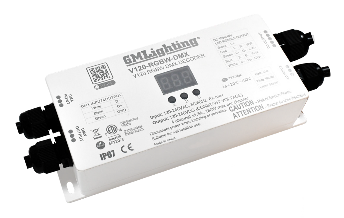 GM Lighting 120V Vision120 RGBW DMX Decoder 1.5A X 4-Channel 6A (V120-RGBW-DMX)